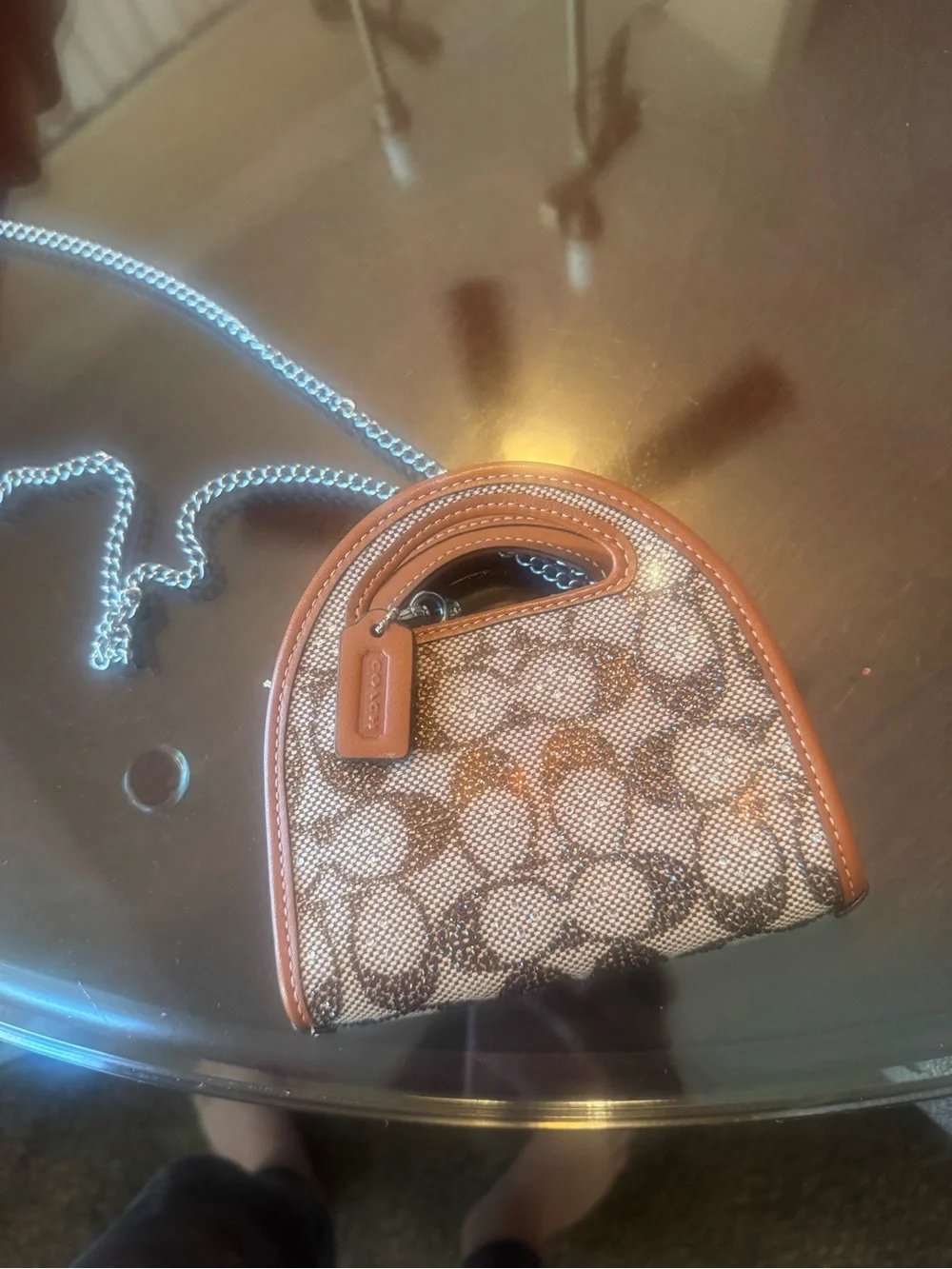 Coach Crystal Signature Jacquard Top Handle Card Holder